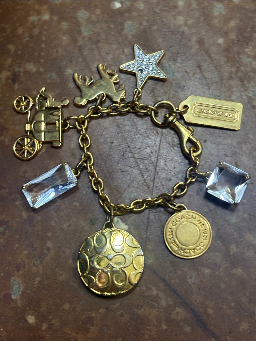 Coach Charm Bracelet Chunky VTG Gold - Picture 2 of 6